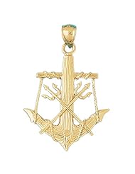 CleverEves 14K Gold Pendant Anchor with Poseidons Trident 3-D 7 - Gram(s)