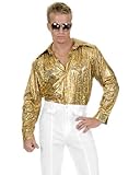 Charades Costumes CH01166P-3X Mens Plus Size Disco Gold Glitter Shirt Size 3X