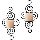 Gifts & Decor Pair of Swirling Iron Hanging Wall Candleholder Sconce