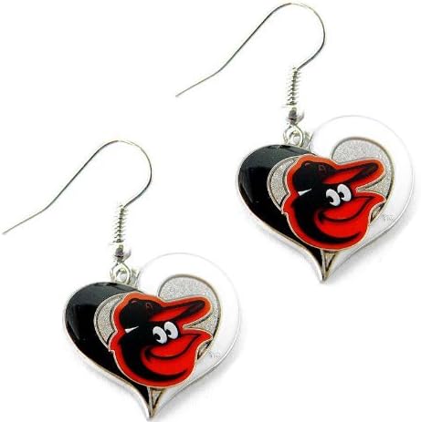 Rick MLB Baltimore Orioles Swirl Heart Shape Dangle Logo Earring Set Charm Gift