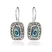 Sterling Silver Marcasite and Abalone Rectangular Drop Earrings
