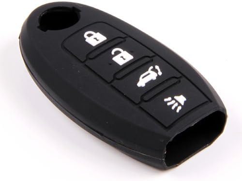 Black Silicone Replacement Protective Fob Skin Key Cover Chains Bag Holder Car Key Jacket for Nissan Maxima Altima Gt-r Sentra Murano 4 Buttons