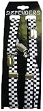 BLACK AND WHITE CHECKERED SKINNY SUSPENDERS