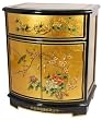 24" Ming Design Fine Chinese Black Lacquer & Gold Leaf End Table / Nightstand w/ Drawer