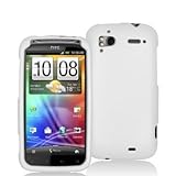 White Rubberized Snap-On Hard Skin Case Cover for HTC Sensation 4G / Pyrami ....
