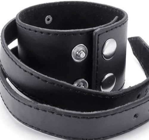Men's - Black Leather Bracelet - Length 8,26". width 2,36". Adjustable in 5 points : 7,28", 7,87", 8,26",8.85 , 9"