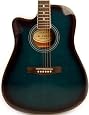 Left Hand Blue Acoustic Electric Guitar with Thinline Cutaway Body and Case