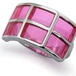 Stainless Steel Women's Ring with Pink Resin Inlay (Sizes 5-9)