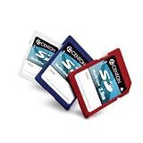 3 PACK OF 2GB SD CARDS (RED, WHITE BLUE)