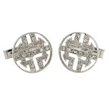 Sterling Silver with Cubic Zirconia Cuff Links