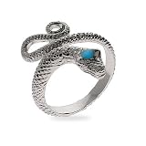 Shimmering Diamond Cut Sterling Silver Snake Ring