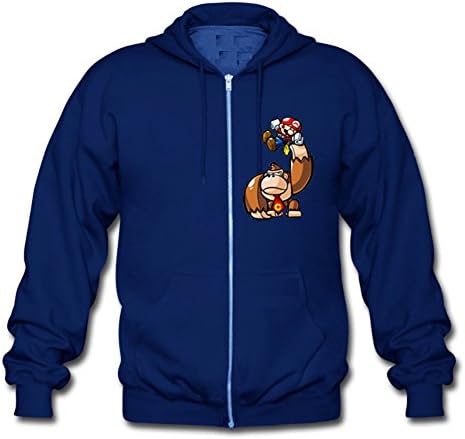 Tarzan and Super Mario Custom Men's Hoody Zip Hoodie Sweatshirt Medium Blue Small