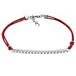 Sterling Silver .925 Stamp Hypoallergenic Colorless White Cubic Zirconia Red Double Rope Bracelet