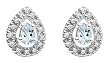 10k White Gold, March Birthstone, Aquamarine and Diamond Pear Shaped Earrings
