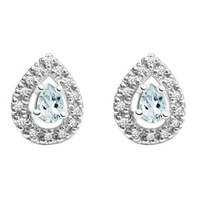 10k White Gold, March Birthstone, Aquamarine and Diamond Pear Shaped Earrings by Amazon.com Collection