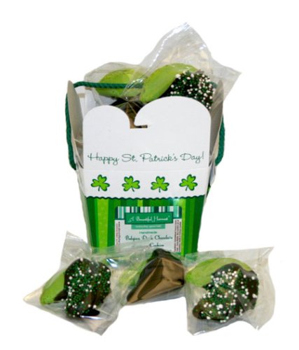 Belgian Dark Chocolate Dipped St. Patrick's Day Fortune Cookies by Belgian Cookies