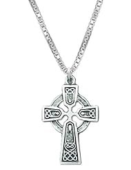 0.925 Sterling Silver Irish Celtic Cross Pendent and 16, 18, 20 or 24 inch 1mm box chain Necklace