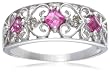 9ct White Gold AMR305363 Ladies 0.02ct Diamond & Created Pink Sapphire Ring