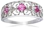 9ct White Gold AMR305363 Ladies 0.02ct Diamond & Created Pink Sapphire Ring