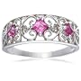 9ct White Gold AMR305363 Ladies 0.02ct Diamond & Created Pink Sapphire Ring