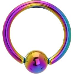 14 Gauge Rainbow Anodized Titanium Ball Captive Ring