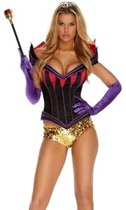 Forplay Vain Queen Tiara, Scepter, Bustier, Gloves, Shorts, Black, X-Small/Small