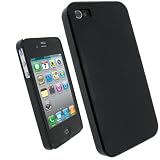 igadgitz Hartschalentasche Hardcase Etui Schutzh&uuml;lle Tasche H&uuml;lle Case in Schwarz f&uuml;r Apple iPhone 4 & 4S 16gb 32gb & 64gb + selbstklebende Display Schutzfolie