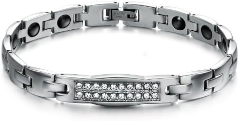 [SALE] Starista Women's Titanium Steel Magnetic Fashion Bracelet Crystal Inlay Tennis Wristband