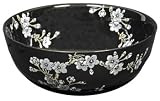 Asian Design Tableware Dishes - 11 Plum Blossoms on Black Porcelain Pottery Fruit Bowl