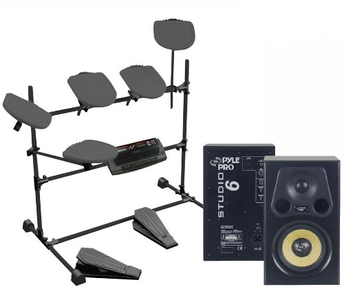 Pyle Great Electric Drum Kit & Speaker Package for Musicians/Bands/Churches/Schools/Concerts -- PED04 Professional Electric Drum Kit + PSTUDIO5 5