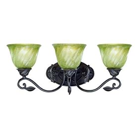 Westinghouse 69046 Cedar Forrest Three-Light Wall Fixture, Antique Bronze Finish with Seeded Oliveta Globe