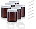 Amber Thick Glass Straight Sided Jar with White Metal Airtight Lid - 4 oz / 120 ml (6 pack) + Spatulas and Labels