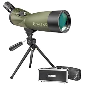 BARSKA Blackhawk 20-60x60 Angled Spotting Scope with Tripod, Soft Carrying Case And Premium Hard Case