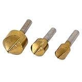 uxcell　ミルカッター　面取りフライス　面取りカッタービット　切削　90度　HHS　ラウンドシャンク　3点セット