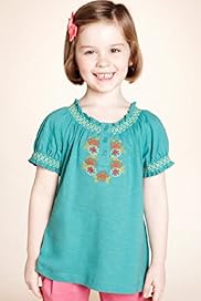 Autograph Pure Cotton Floral Embroidered Slub Top