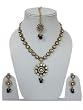 Meenakari Onyx Necklace Set with Bollywood Trendy Gold Tone Crystal Jewelry