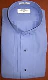 Devin Michaels Blue Tuxedo Shirt with Wing Tip Collar, One Button Cuff, with Pleats