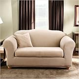 Thumbnail image for Stretch Stripe Two Piece Sofa Slipcover in Sand