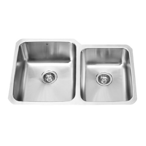 Vigo Industries VG3221L Undermount Bowl Stainless Steel Double Bowl Kitchen Sink, Steel