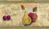Sage Fruit on Sqaures Wallpaper Border
