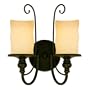 Westinghouse 69008 Hearthstone Two-Light Wall Fixture, Burnished Bronze Patina Finish with Burnt Scavo Globe