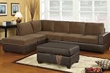 SALE  SECTIONALS WITH OTTOMANS-BOBKONA SHADOW 3-PIECE WAFFLE SUEDE REVERSIBLE SECTIONAL SOFA WITH MATCHING OTTOMAN, TRUFFLE  FREE DELIVERY