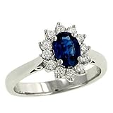Oval Blue Sapphire(.87ct) and Diamond(.37ct) Ring