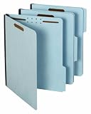 Globe-Weis Pressboard File Folder with 2 Fasteners, 1 Inch Expansion, 1/3 Tabs, Letter Size, 25-Pack, Blue, (615F21-3BLU)