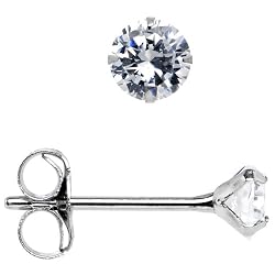 14K White Gold .10ct Cubic Zirconia Round Earrings