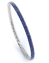 Sterling Silver & Cz Blue Bangle