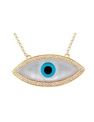 Evil Eye Gold Vermeil Sterling Silver Clear CZ Pave Charm Chain Necklace 16"