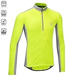 Tenn Mens Coolflo L/S Cycling Jersey - Hi-Viz Yellow/Grey - Med