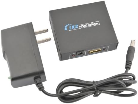 Paylow - Mini HDMI Splitter 2 Ports 1x2 Powered Splitter, Full 1080P for HDTV, PS3, Xbox, Blu-Ray DVD, DirecTV