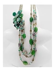 Flower Green Agate Necklace In Sterling Silver